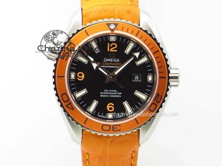 0818 FreshLook Planet Ocean 45mm GMT Blue DLC Black OMF Best Edition Blue Dial On Blue Gummy Strap A 8123